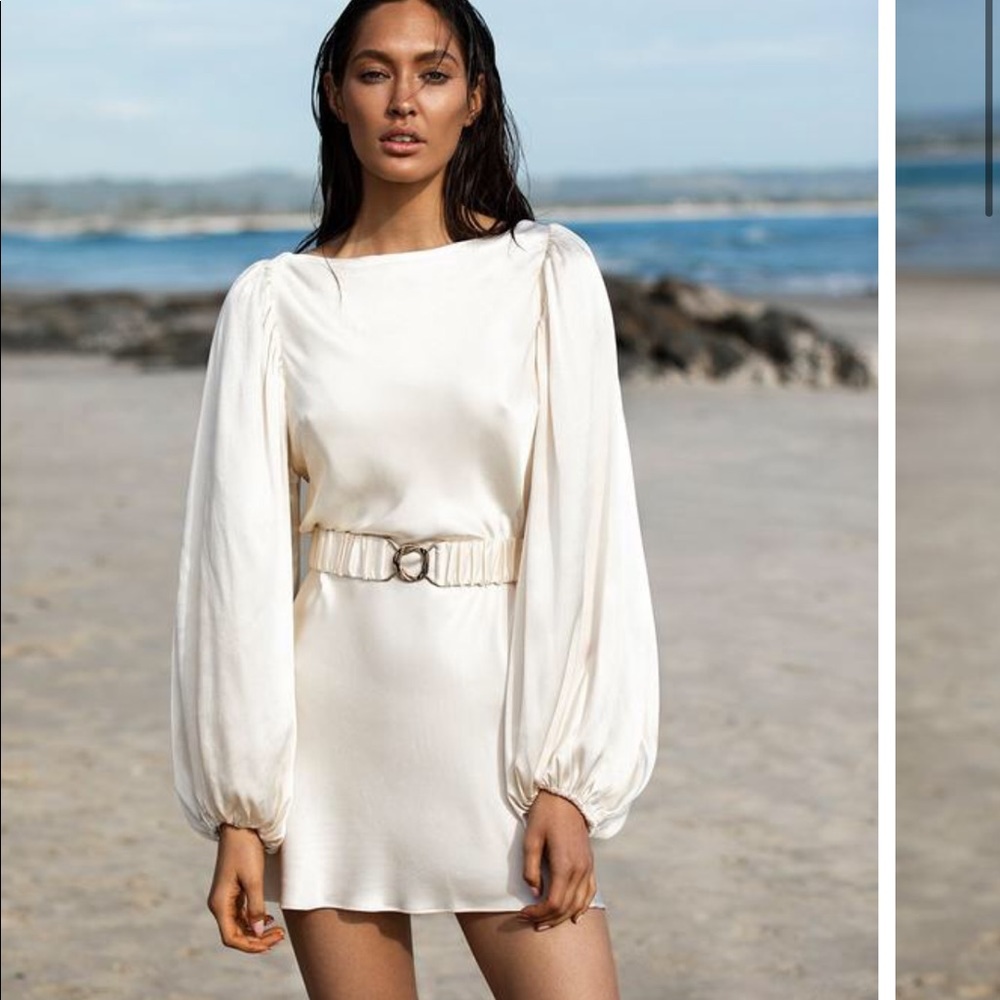 SHONA JOY CREAM DRESS WITH BELT. ONLY WORN ONCE!